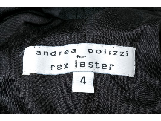 Andrea Polizzi Elegant Black Gathered Floor Length Sleeveless Dress, Size 4