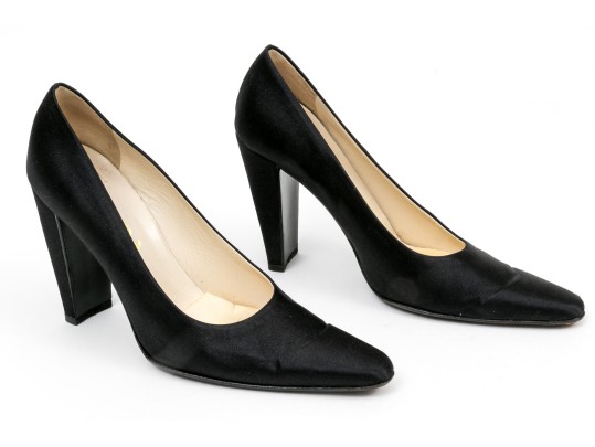 Prada Chic Black Satin Pumps, Size 37 1/2