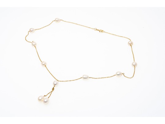 14k Yellow Gold Classic Tin Cup Cultured Freshwater Pearl Style 