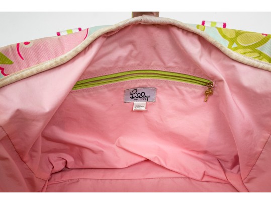 Lilly Pulitzer Cotton And Canvas Pink, Green And Blue Baby Bag