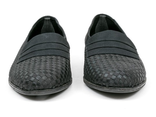 Bally Handsome Black Basketweave Fabric Loafers, Size 7 M
