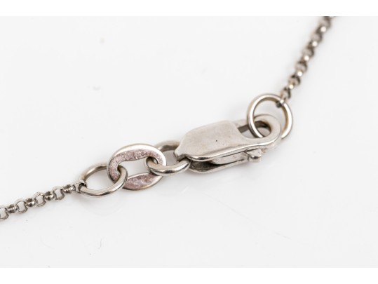14K White Gold Accent Diamond Circular Pendant Necklace
