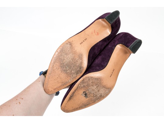 Salvatore Ferragamo Striking Purple Suede Pumps, Size 10B
