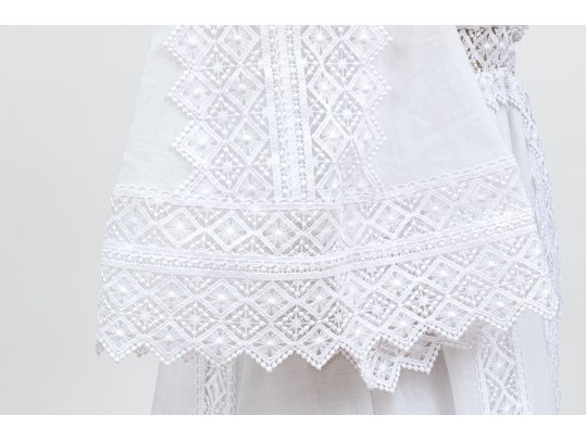 Charo Ruiz, Ibiza, Lovely White Cotton Lace Edged Maxi Dress, Size M