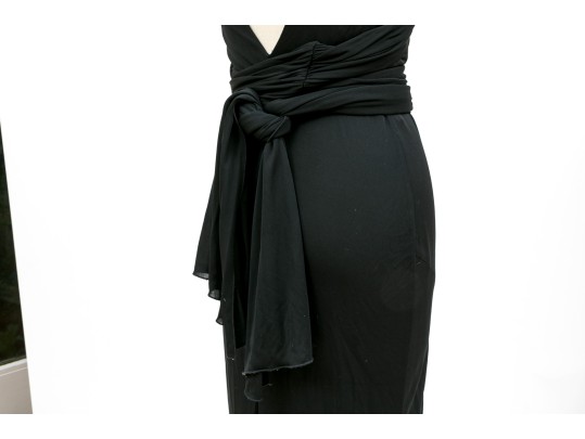 Diane Von Furstenburg Refined Floor Length Black Gathered Sleeveless Dress, Size 6