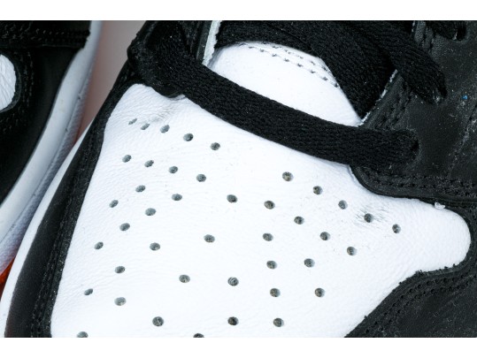 Nike Discernable Leather High Top Air Jordans, Black, White And Orange, Size 11