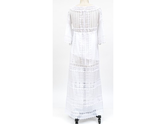 Charo Ruiz, Ibiza, Lovely White Cotton Lace Edged Maxi Dress, Size M