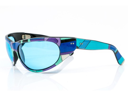 Emilio Pucci Handsome Blue, Green And Purple Acrylic Framed Sunglasses