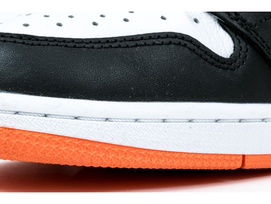 Nike Discernable Leather High Top Air Jordans, Black, White And Orange, Size 11