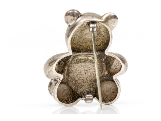 Tiffany & Co. Sterling And 18K Charming Teddy Bear Brooch