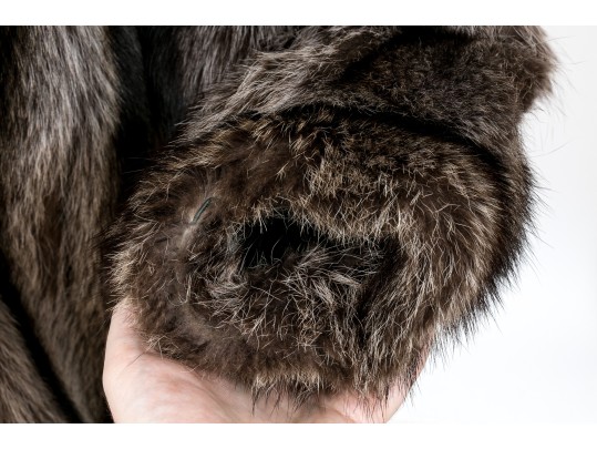Stylish Tannish Brown Raccoon Fur Hooded Zip Jacket