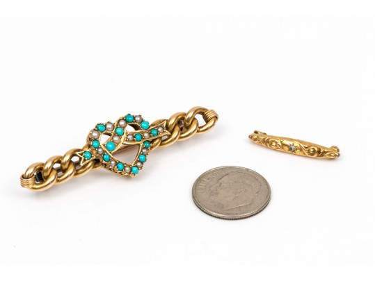 14K & 15K Vintage Bar Pins 