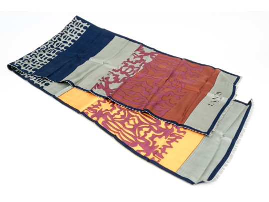Lanvin Spectacular 70's Vintage Patterned Silk Scarf