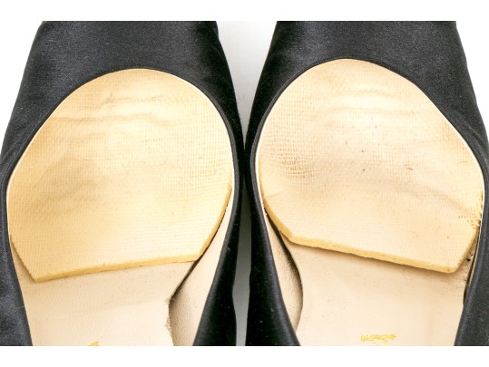 Prada Chic Black Satin Pumps, Size 37 1/2