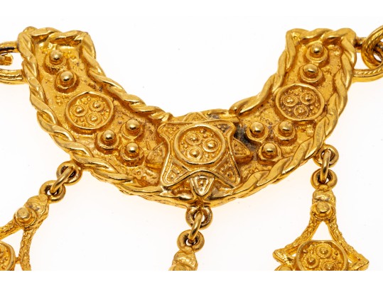 Impressive Bold Gold Tone Ganesh Motif Bib Necklace