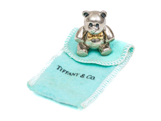 Tiffany & Co. Sterling And 18K Charming Teddy Bear Brooch