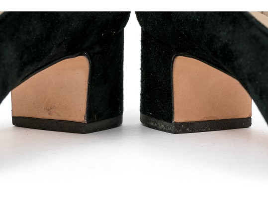 Salvatore Ferragamo Classic Black Suede Pumps, Size 10B