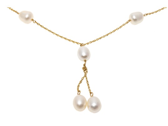 14k Yellow Gold Classic Tin Cup Cultured Freshwater Pearl Style 