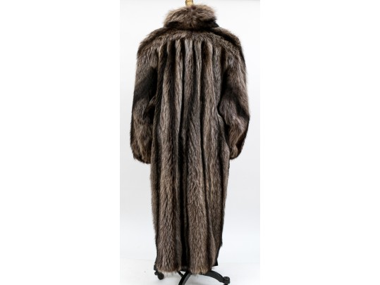 Stylish Tannish Brown Raccoon Fur Hooded Zip Jacket