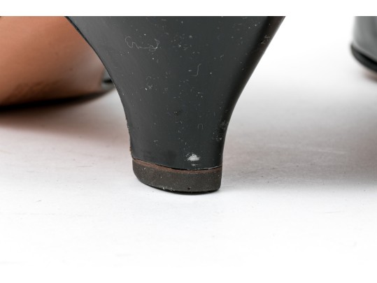 Salvatore Ferragamo Decorative Black Patent Leather Pump With Decorative Top, Size 40B