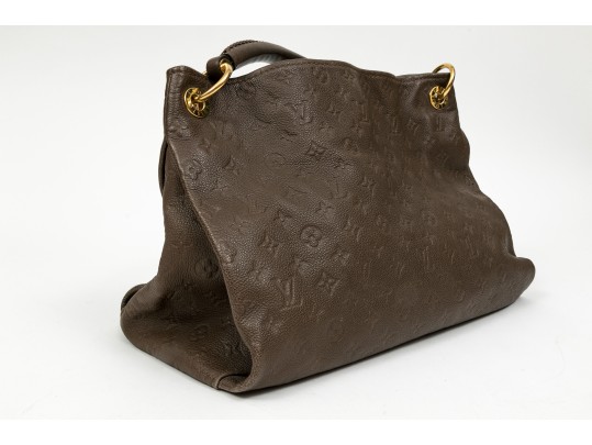 Louis Vuitton Beautiful Brown Taupe Embossed Leather Hobo Bag