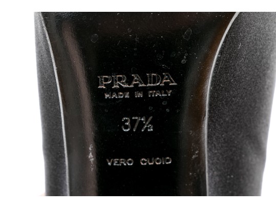Prada Chic Black Satin Pumps, Size 37 1/2