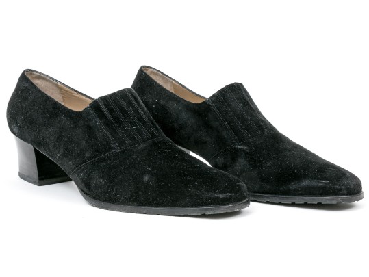 Salvatore Ferragamo Handsome Black Suede Loafer, Size 10B