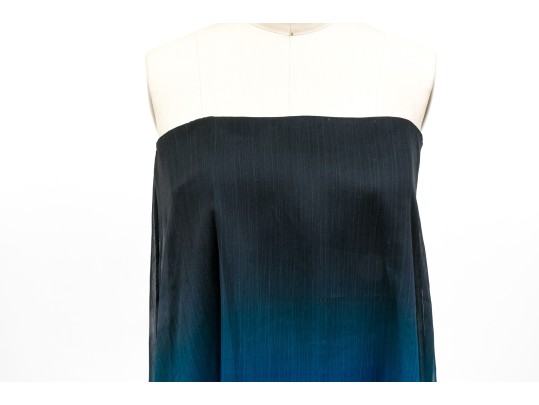 Halston Stunning Blue To Green Ombre Chiffon Sleeveless Dress, Size 4