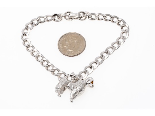 Sterling Silver Fun Poodle Motif Charm Bracelet