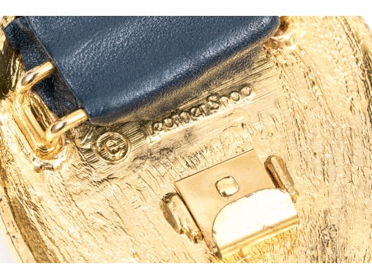 Wonderful Black Leather And Gold Tone Paisley Buckle Vintage 1970's Belt