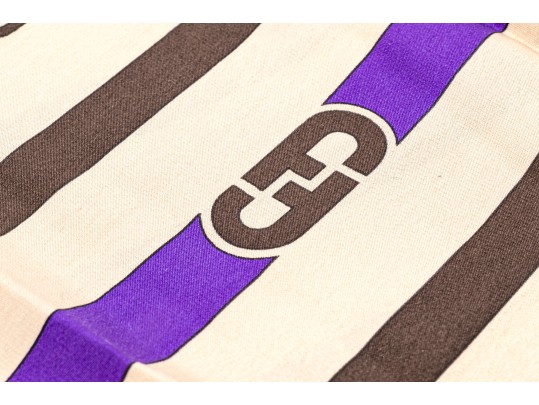 Salvatore Ferragamo Striking Vintage Logo Striped Silk Scarf
