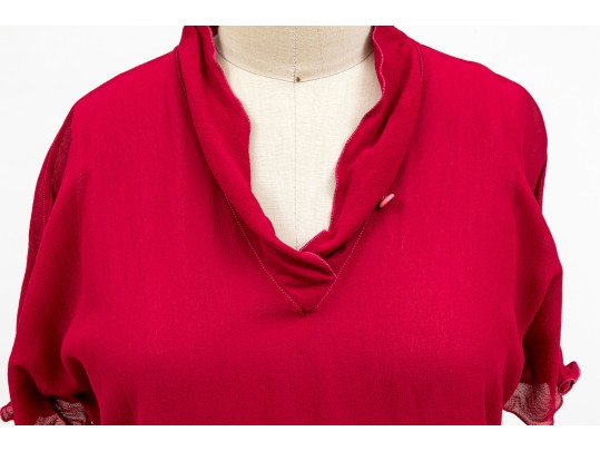 Giorgio Armani Pretty Dark Pink Silk Short Sleeved Top, Size 42