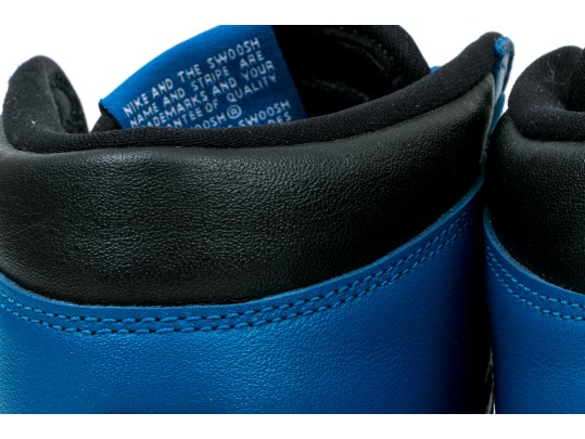 Nike Chic Leather High Top Air Jordans, Black, Blue, White, Size 11