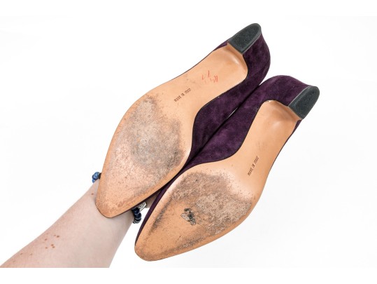 Salvatore Ferragamo Striking Purple Suede Pumps, Size 10B