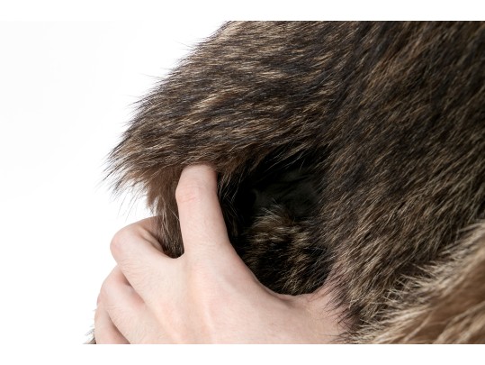 The Tepper Collection NY Tannish Brown Raccoon Fur Hooded Zip Jacket