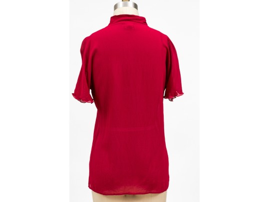 Giorgio Armani Pretty Dark Pink Silk Short Sleeved Top, Size 42