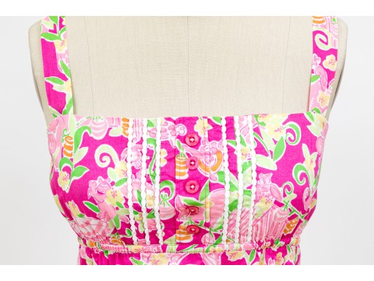Lilly Pulitzer Fun Hot Pink Floral Tank Dress, Size 4