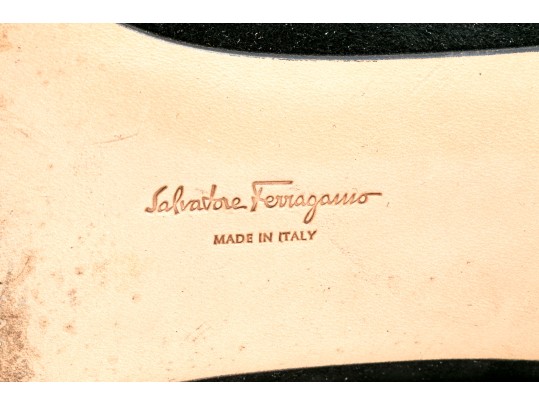 Salvatore Ferragamo Classic Black Suede Pumps, Size 10B