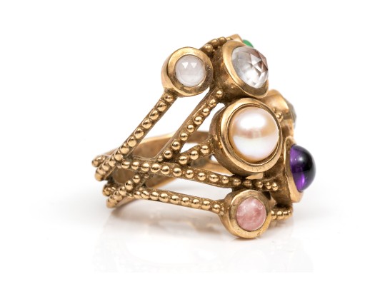 Artistic Stephen Dweck Quartz And Amethyst Ring, Size 7