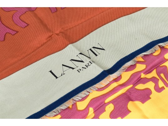 Lanvin Spectacular 70's Vintage Patterned Silk Scarf