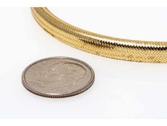 14k Yellow Gold Very Light Delicately Spun Gold Slip On Bangle Bracelet