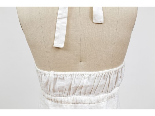 Diane Von Furstenburg Lovely White Linen Embroidered Halter Dress, Size M