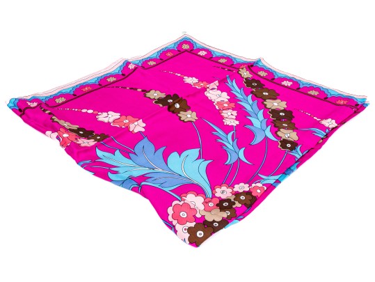 Emilio Pucci Beautiful Bold Floral Spray Motif Vintage Silk Scarf