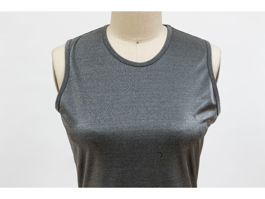 Calvin Klein Striking Silver Metallic Sleeveless Tank Dress, Size Small