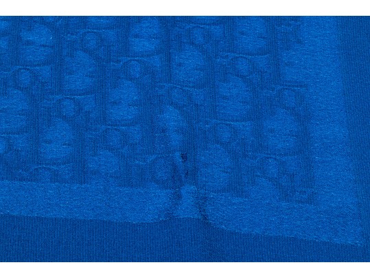 Christian Dior Fabulous Blue Vintage Silk Scarf, Logo Patterned