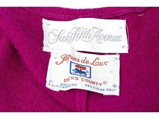 Saks Jacques De Loux Long Length  Fuchsia 100% Cashmere Wrap, OSFA