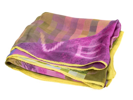 Givenchy Lovely Purple And Green Vintage Silk Scarf