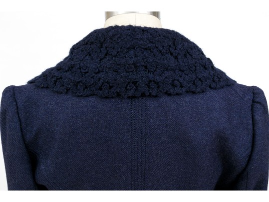 Blumarine Eye-catching Blue Wool And Cashmere Skirt Suit, Size 44 Italy (USA 8)