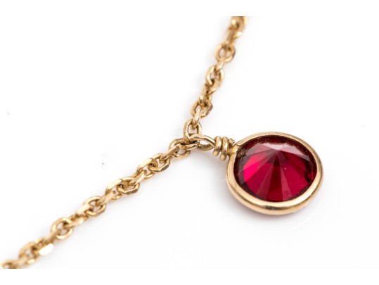 14K Chain Necklace With Colorful Stationed Stones