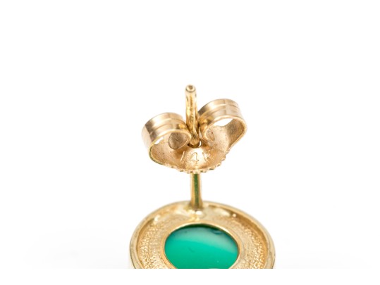 14K And Green Chalcedony Door Knocker Earrings